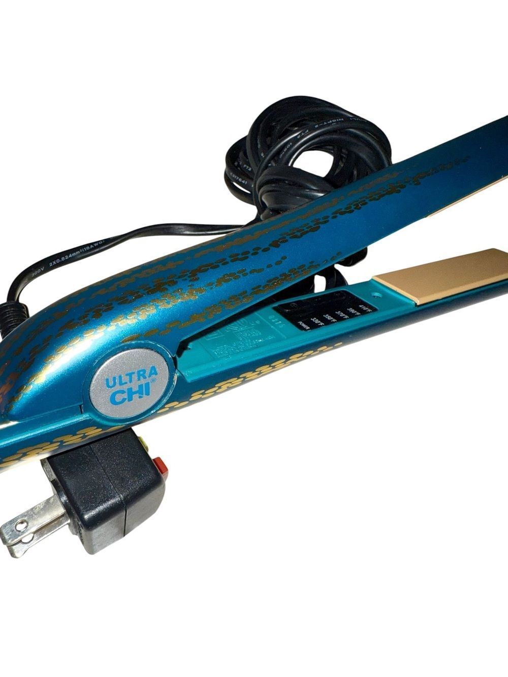 1" ULTRA CHI Teal/Gold Ceramic Flat Iron Hair Straightener GF8166 Long Cord